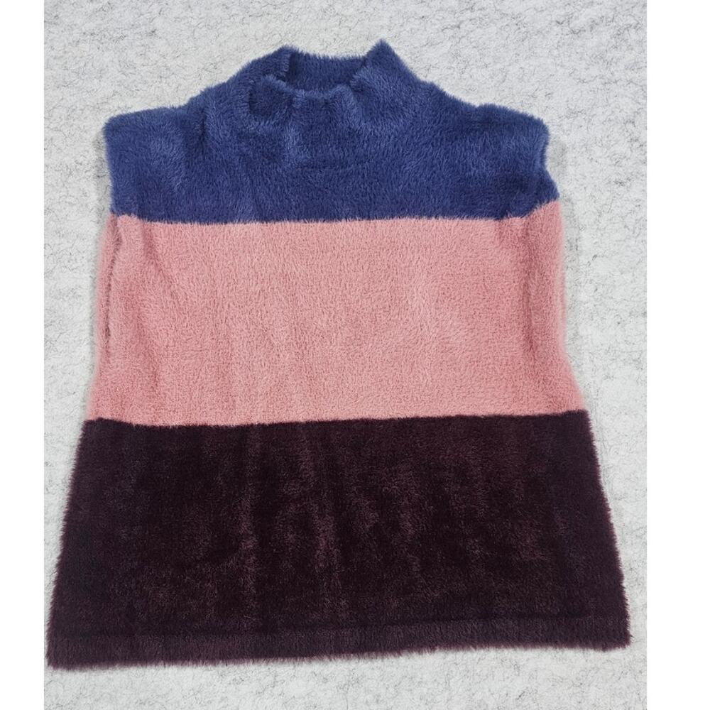 Maeve Colorblock Eyelash Sweater Top Vest, Sleeveless, Fuzzy, Soft, Sz XS - Picture 5 of 9